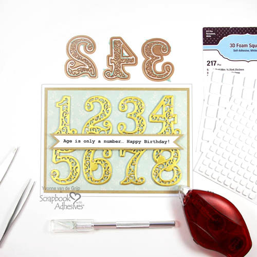 How to Make a Number Birthday Card by Yvonne van de Grijp for Scrapbook Adhesives by 3L