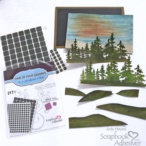 Layered Landscape Scene Card Tutorial by Judy Hayes for Scrapbook Adhesives by 3L