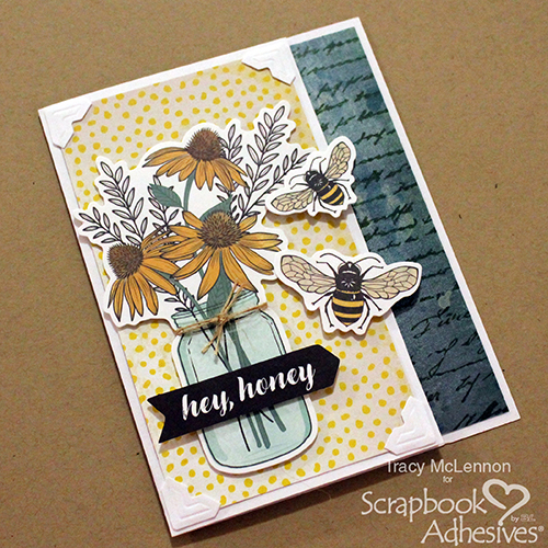 Hey Honey Quick & Easy card tutorial by Tracy McClennon for Scrapbook Adhesives by 3L