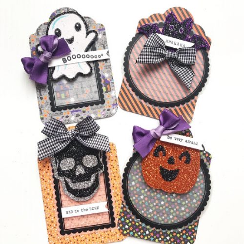 Tags for Halloween Popcorn Bucket Pocket Mail Tutorial by Shellye McDaniel for Scrapbook Adhesives by 3L