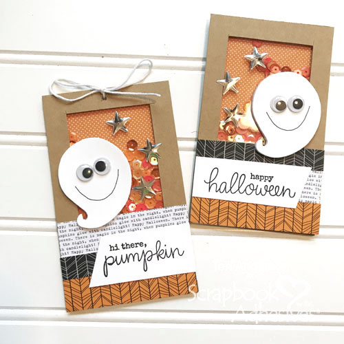 Hi There Pumpkin tag and Happy Halloween Ghost card shaker tutorial by Teri Anderson for Scrapbook Adhesives by 3L