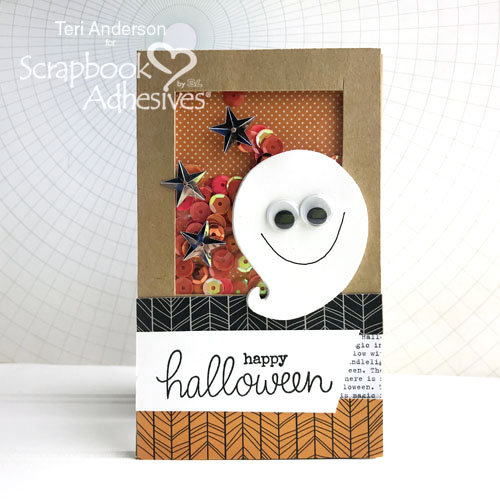 Happy Halloween Ghost shaker card tutorial by Teri Anderson for Scrapbook Adhesives by 3L