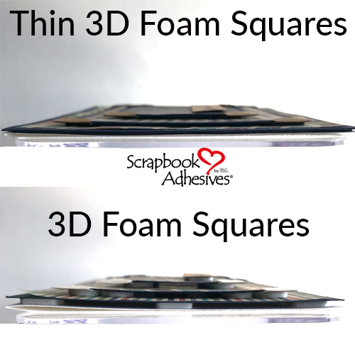 Comparing Thin 3D Foam Squares and 3D Foam Squares + Card Mailing Tip by Beth Pingry for Scrapbook Adhesives by 3L