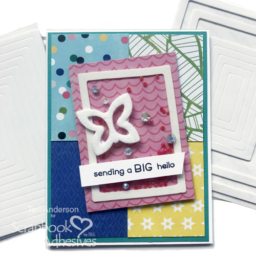 Big Hello Easy Shaker Card Tutorial by Teri Anderson for Scrapbook Adhesives by 3L