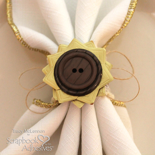 Autumnal Sunflower Napkin Ring Tutorial by Tracy McLennon for Scrapbook Adhesives by 3L