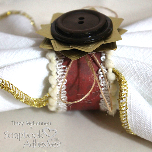 Autumnal Sunflower Napkin Ring Tutorial by Tracy McLennon for Scrapbook Adhesives by 3L