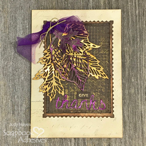 Give Thanks Foiled Leaves Card by Judy Hayes for Scrapbook Adhesives by 3L