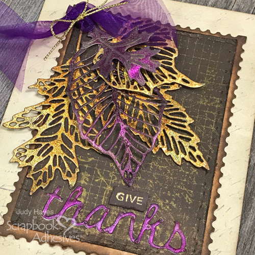 Give Thanks Foiled Leaves Card by Judy Hayes for Scrapbook Adhesives by 3L