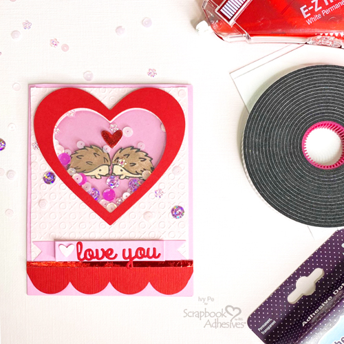 Hedgehog Valentine Shaker Card Tutorial by Ivy Pe for Scrapbook Adhesives by 3L