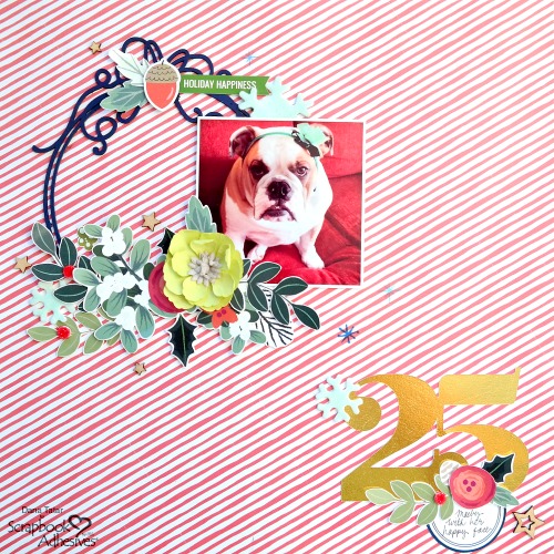 Festive Christmas Scrapbook Layout with Dimensional Die-Cut Embellishments and Pet Photo by Dana Tatar for Scrapbook Adhesives by 3L