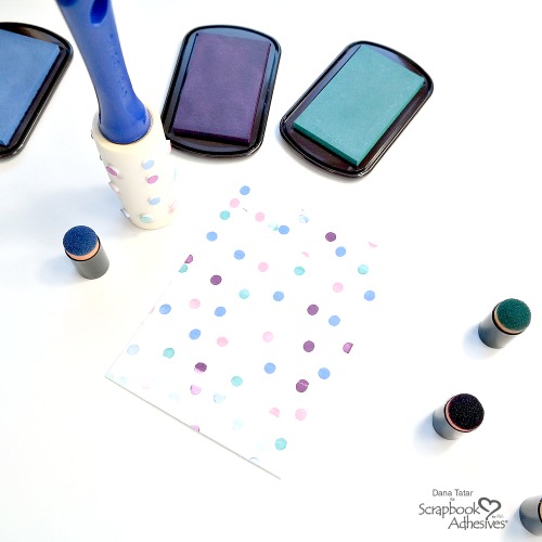 How to Stamp Paper with a DIY Stamp Wheel Created with a Lint Roller and 3D Foam Circles