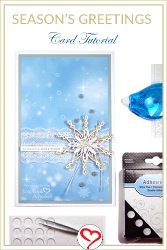 Season's Greetings on a Laced Snowflake card, tutorial by Yvonne van de Grijp for Scrapbook Adhesives by 3L