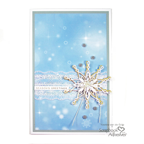 Season's Greetings on a Laced Snowflake card, tutorial by Yvonne van de Grijp for Scrapbook Adhesives by 3L