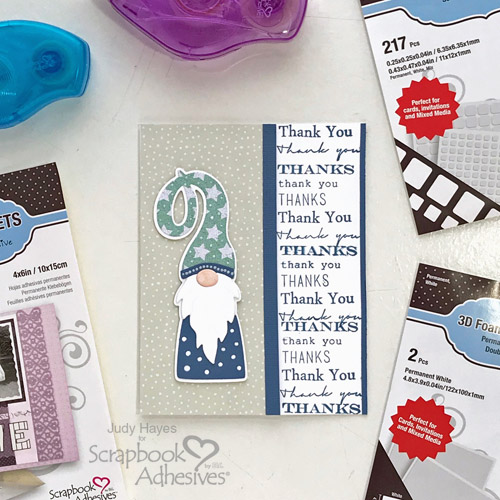 Gnome Thank You Card Tutorial by Judy Hayes for Scrapbook Adhesives by 3L