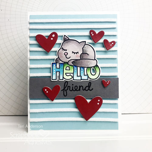 Hello Friend Striped Background Technique by Teri Anderson for Scrapbook Adhesives by 3L