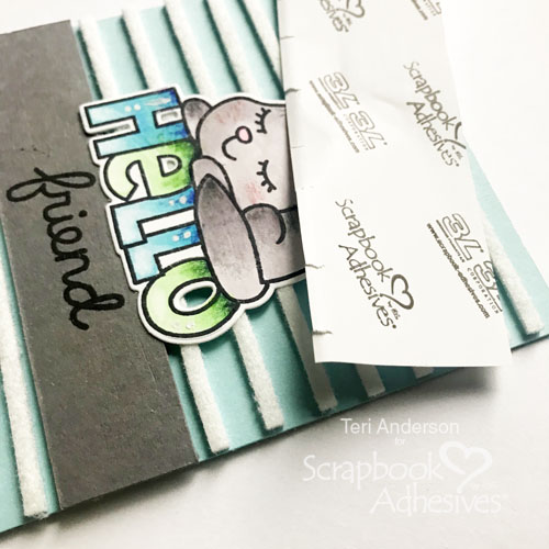 Hello Friend Striped Background Technique by Teri Anderson for Scrapbook Adhesives by 3L
