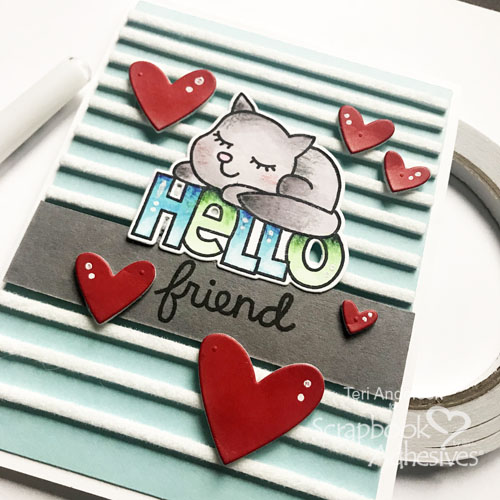Hello Friend Striped Background Technique by Teri Anderson for Scrapbook Adhesives by 3L