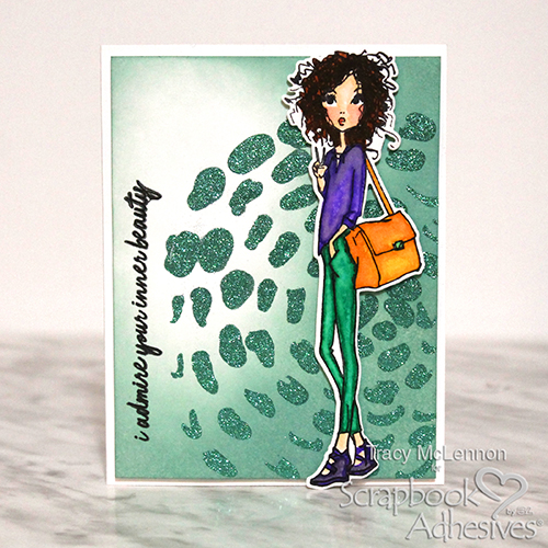 How to use a Stencil and Glitter on a Background by Tracy McLennon for Scrapbook Adhesives by 3L