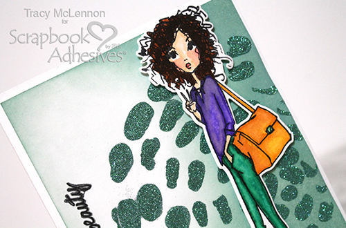 How to use a Stencil and Glitter on a Background by Tracy McLennon for Scrapbook Adhesives by 3L