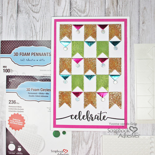 Celebrate Card with 3D Foam Pennants Card by Yvonne van de Grijp for Scrapbook Adhesives by 3L