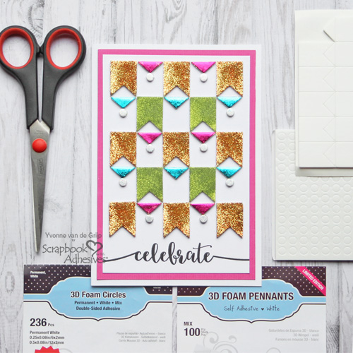 Celebrate Card with 3D Foam Pennants Card by Yvonne van de Grijp for Scrapbook Adhesives by 3L