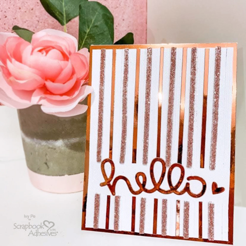 Glitter Striped Hello Card by Ivy Pe for Scrapbook Adhesives by 3L