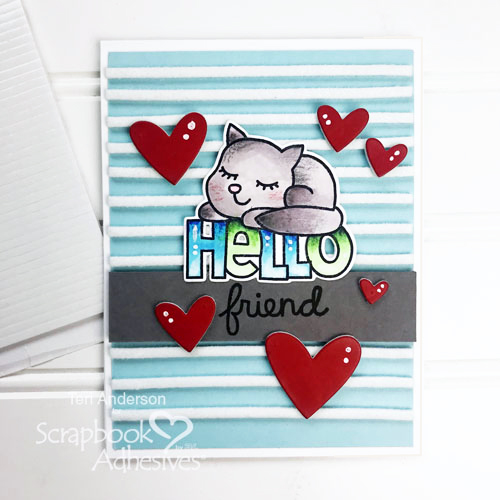 Hello Friend Striped Background Technique by Teri Anderson for Scrapbook Adhesives by 3L