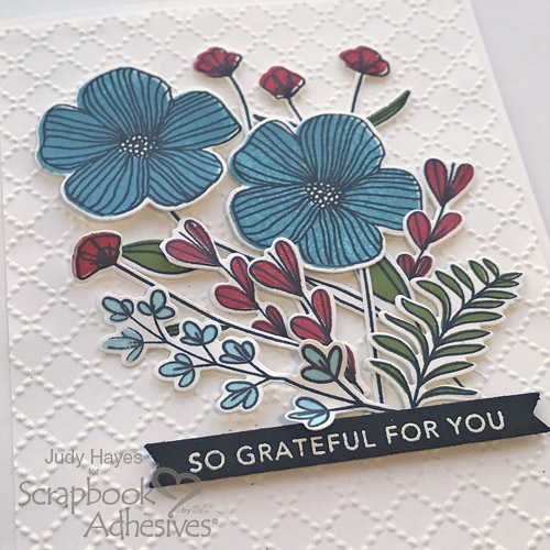 Grateful for You Flower Card by Judy Hayes for Scrapbook Adhesives by 3L