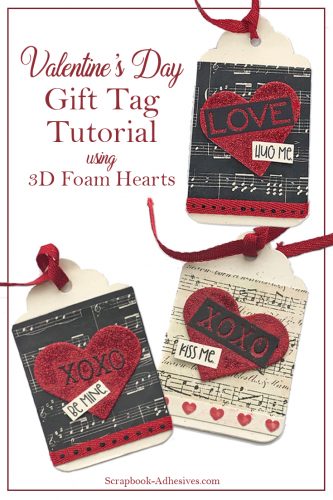 Valentine's Day Heart Tags Tutorial by Judy Hayes for Scrapbook Adhesives by 3L