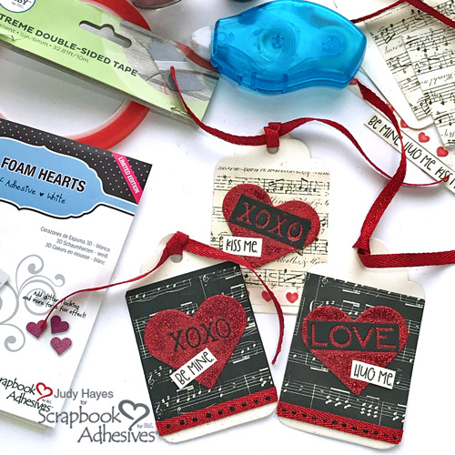 Valentine's Day Heart Tags Tutorial by Judy Hayes for Scrapbook Adhesives by 3L