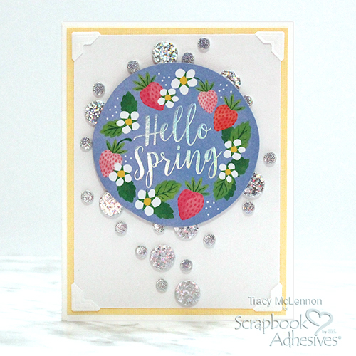 Circled Hello Spring Card Tutorial by Tracy McLennon for Scrapbook Adhesives by 3L