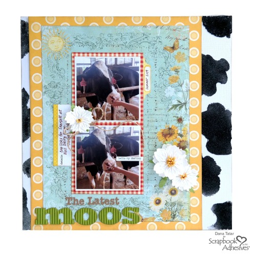 DIY Cow Print Paper with Adhesive Sheets by Dana Tatar for Scrapbook Adhesives by 3L