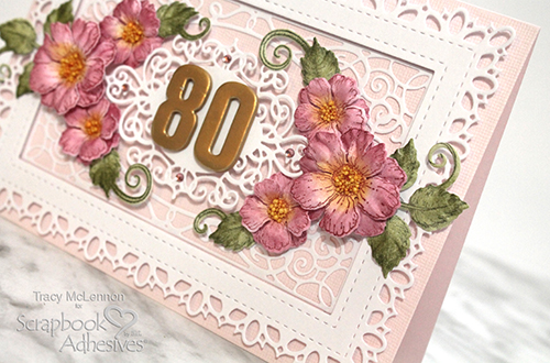 Intricate 80th Birthday Card Tutorial by Tracy McLennon for Scrapbook Adhesives by 3L