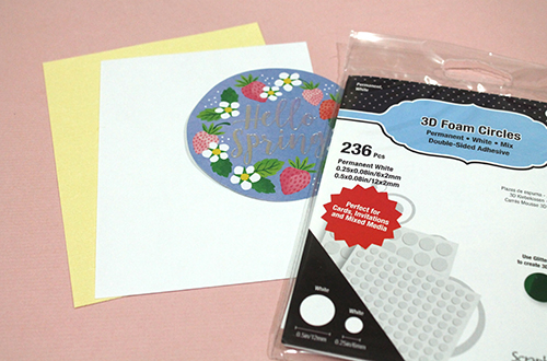 Circled Hello Spring Card Tutorial by Tracy McLennon for Scrapbook Adhesives by 3L