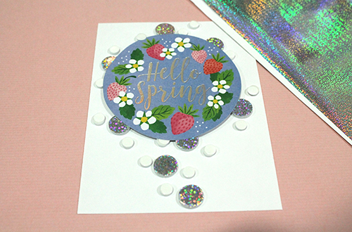 Circled Hello Spring Card Tutorial by Tracy McLennon for Scrapbook Adhesives by 3L