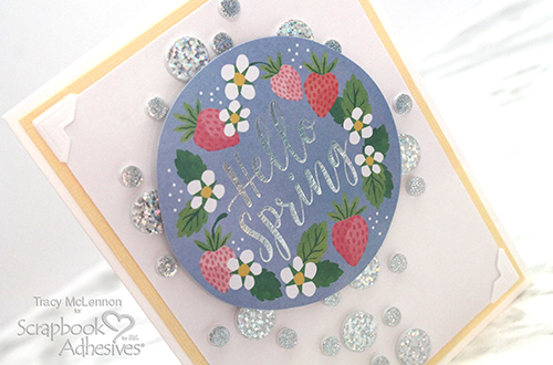 Circled Hello Spring Card Tutorial by Tracy McLennon for Scrapbook Adhesives by 3L