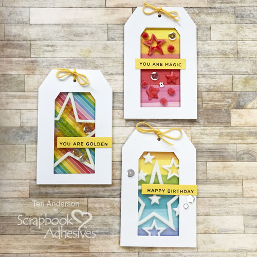 Birthday Window Tags Tutorial by Teri Anderson for Scrapbook Adhesives by 3L