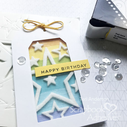 Birthday Window Tags Tutorial by Teri Anderson for Scrapbook Adhesives by 3L 