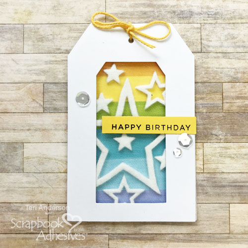 Birthday Window Tags Tutorial by Teri Anderson for Scrapbook Adhesives by 3L 