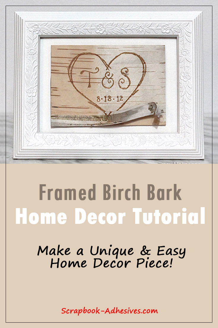 Framed Birch Bark Decor by Tracy McLennon for Scrapbook Adhesives by 3L Pinterest