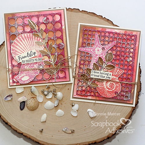 Embossed Background Sea Shell Card by Connie Mercer for Scrapbook Adhesives by 3L 