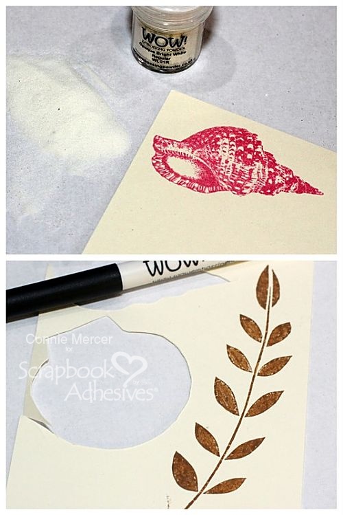 Embossed Background Sea Shell Card by Connie Mercer for Scrapbook Adhesives by 3L