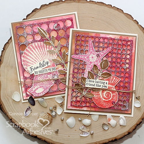 Embossed Background Sea Shell Card by Connie Mercer for Scrapbook Adhesives by 3L 