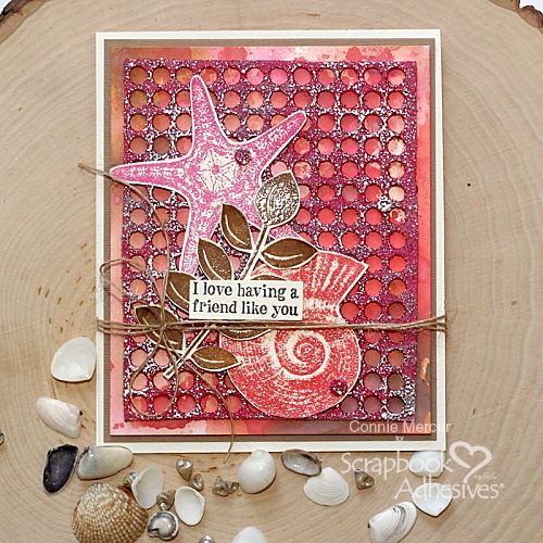 Embossed Background Sea Shell Card by Connie Mercer for Scrapbook Adhesives by 3L