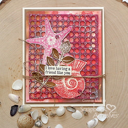 Embossed Background Sea Shell Card by Connie Mercer for Scrapbook Adhesives by 3L 