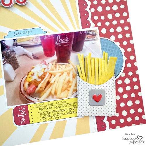 3D Foam Fries and Hot Dog Layout by Dana Tatar for Scrapbook Adhesives by 3L