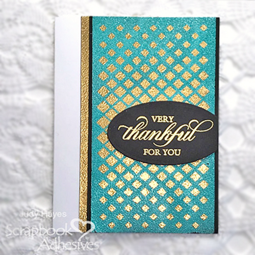 Thankful Card with Stencil and Heat Emboss Tutorial by Judy Hayes for Scrapbook Adhesives by 3L