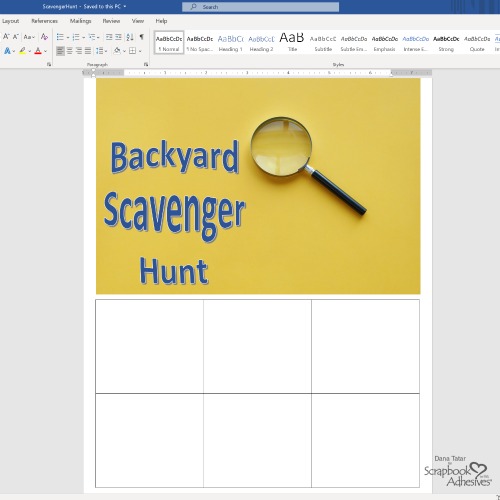 Kids Craft: Backyard Scavenger Hunt by Dana Tatar for Scrapbook Adhesives by 3L 