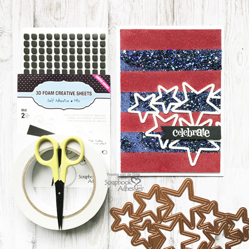 Celebrate & Sparkle for the 4th Card Tutorial by Yvonne van de Grijp for Scrapbook Adhesives by 3L