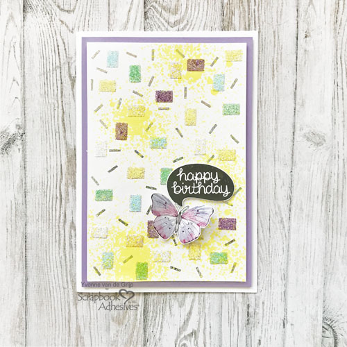 DIY Confetti Background Birthday Card by Yvonne van de Grijp for Scrapbook Adhesives by 3L